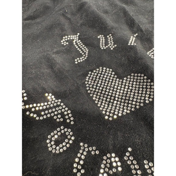 Juicy Couture x Forever 21 Black Velour Rhinestone Hooded Zip Up Jacket size M - Picture 4 of 7